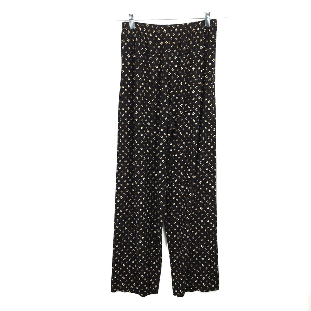 90s y2k Vintage Blue Black Flower high rise Flowy Pant dark romance whimsigoth M - Picture 4 of 7